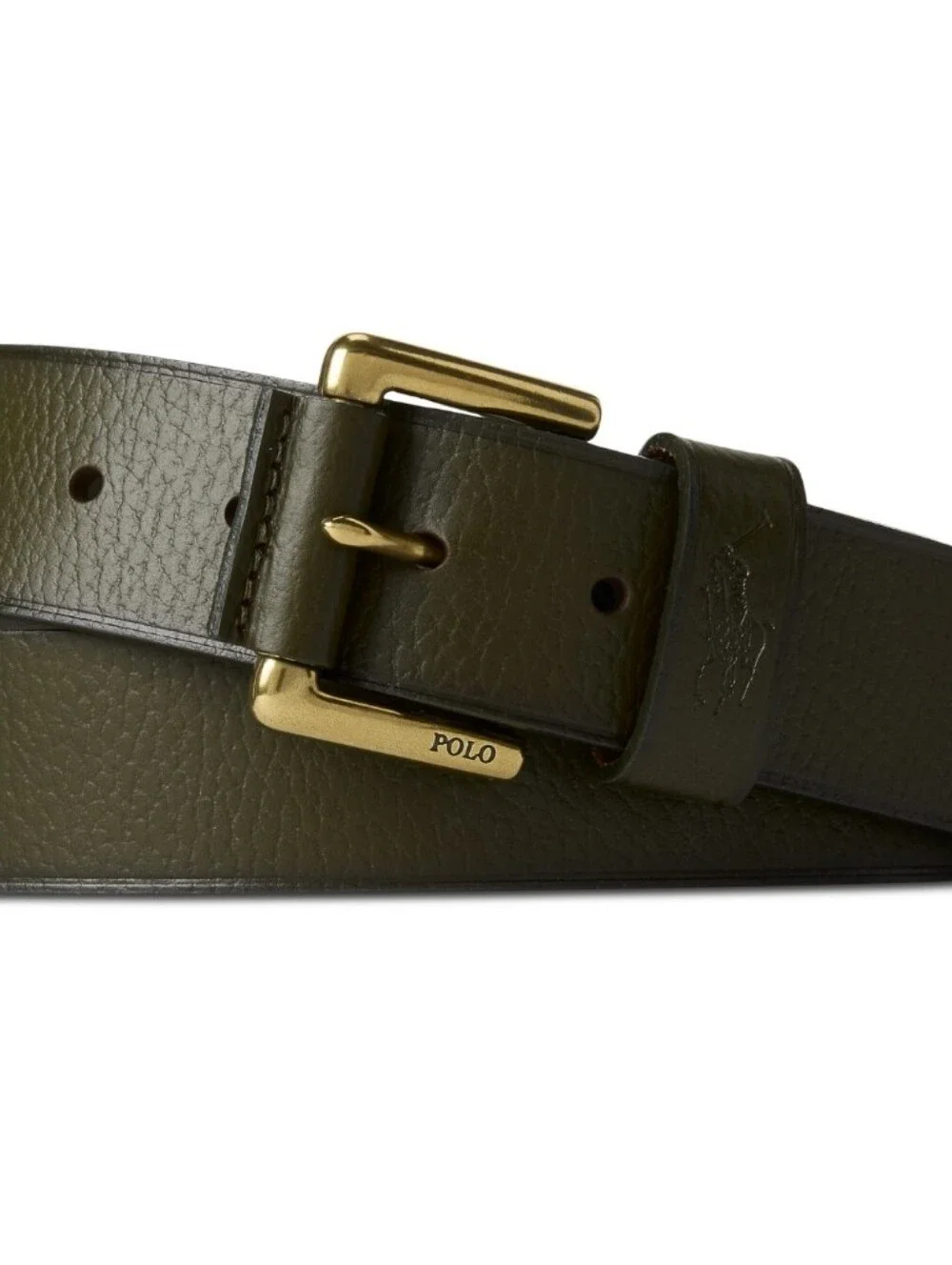 Polo Ralph Lauren- pebbled leather belt is debossed at The Keeper. NWT